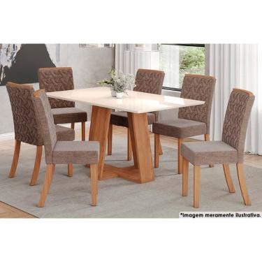 Imagem de Sala De Jantar Lins com Tampo Reto 160x90cm E 6 Cadeiras Esther Nature cacao