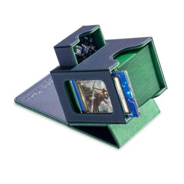 Imagem de Mage Tech Card Deck Box for MTG Commander - Patented Design, Commander Display, Fits 100 Double-Sleeved Cards, 35pt Card Brick & Dice Tray - Blue/Green