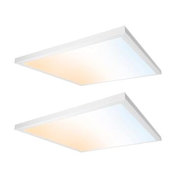 Imagem de Ultralux Painel De Luz Teto Superfície 2 X Pés, Fino, Com Iluminação Borda, Plano Embutido Para Cozinha, Casa E Escritório - Triac Regulável, Temperatura Cor Ajustável 3 Circuitos (Branco Fosco, Pac