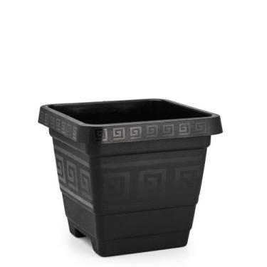 Imagem de Jogo C/ 2 Vasos Quadrado Grande 18L Preto/ Areia Jardim Hortas Plantas