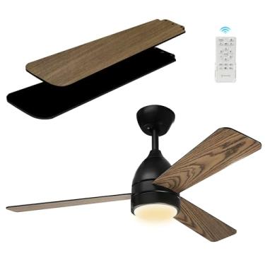 Imagem de MKBREEZE Ventiladores De Teto Com Luzes 42" Pretos E Controle Remoto, Ventilador Perfil Baixo Para Quarto, Luz Led Ajustável Em 3 Cores, Lâmina Elétrica Silenciosa