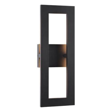 Imagem de LamQee Luminária De Parede Externa Moderna 20" Para Iluminação Externa, Arandelas Led Contemporâneas Com Estrutura Retangular Metal, Luzes Externas Pretas Foscas Varanda, Porta Pátio