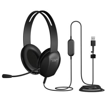 Imagem de Cyber Acoustics Fone de ouvido estéreo USB (AC-4006), microfone com cancelamento de ruído para PC e Mac, perfeito para sala de aula ou casa