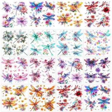 Imagem de GOMAKERER 12 folhas de transferência para artesanato e móveis, 12 estilos coloridos libélula esfregar em transferência adesivos de transferência de móveis para decoração de janela de casa faça você
