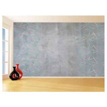 Imagem de Papel De Parede Concreto Linhas Azul Turquesa 3,5M Kkt305 - Você Decor