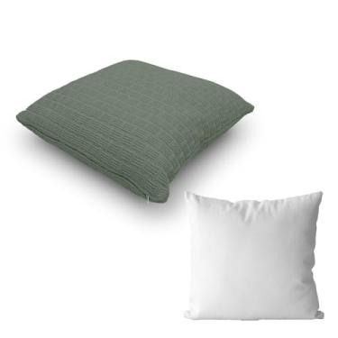 Imagem de Almofada Decorativa em Tricô de Algodão, 45x45cm, com Enchimento (Verde Sálvia)