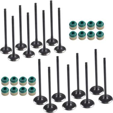 Imagem de Kit de válvulas de admissão e 8 peças de escape e 16 peças de vedação a vapor de válvula compatível com Honda Acura 2.0L 2.3L 2.4L K20A3 K20Z3 K23A1 K24A, substitui 14711-PNL-E00,14711-PNA-000,14721