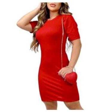 Imagem de Kit 3 Vestidos curto feminino canelado gola rasa  manga curta princesa