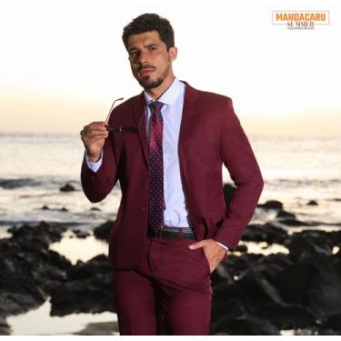 Imagem de Terno slim microfibra marsala - Elegante ternos , 48