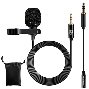 Imagem de AxcessAbles Microfone de lapela com cabo TRRS de 1,5 m e adaptador de 3,5 mm | Microfone condensador omnidirecional de lapela para gravação de áudio | AxcessAbles Lav Mic