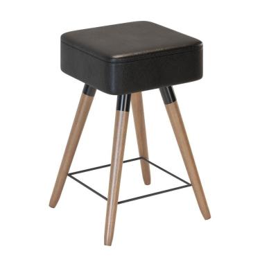 Imagem de Banco Baixo Retrô Quadrado Charlie Preto