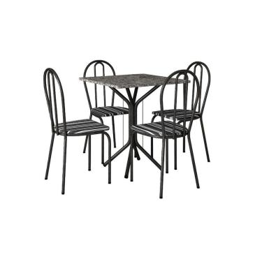 Imagem de Conjunto Mesa Thais 4 Cadeiras 004 Base Preto Tampo Granito