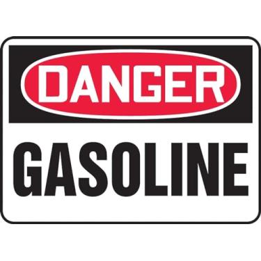 Imagem de Accuform MCHL241VA Placa de segurança de alumínio, Legend "DANGER GASOLINE", 18 cm de comprimento x 25 cm de largura, vermelho/preto sobre branco