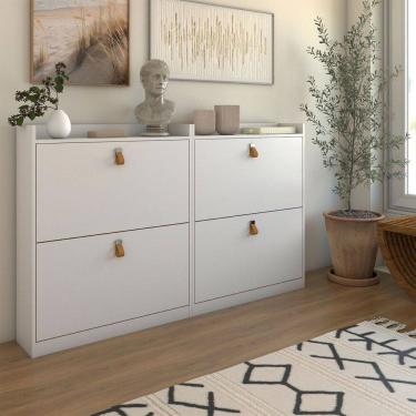 Imagem de Sapateira Livia 4 Gavetas Basculantes para 24 Pares Sapato Branco - Panorama Móveis