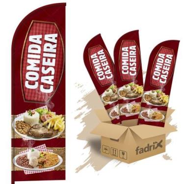 Imagem de Wind Banner Dupla Face 3mt Comida Caseira Kit C/ 3unds - Fadrix