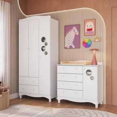 Imagem de Conjunto para Quarto Infantil com Guarda-roupa e Cômoda Trocador Encan