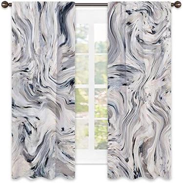 Imagem de Cortinas blecaute de mármore para quarto - Cortinas escurecidas com isolamento térmico para sala de estar, L 106 x C 150 cm bege cinza