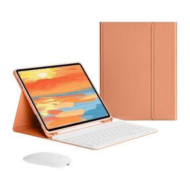 Imagem de Capa Tablet + teclado removível + Mouse Para Samsung Tab S7/S8 T870/875/X700/X706 (laranja, Teclado comum)