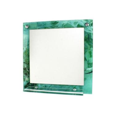 Imagem de Espelho Banheiro Com Prateleira 40Cm X 40Cm Mármore Verde
