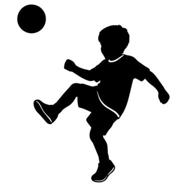 Imagem de Adesivo Menino jogando bola Futebol Ideal para notebook carro portas vidros Paredes Quarto Infantil vários tamanhos (PRETO, 42,8X50cm)