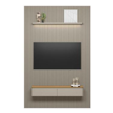 Imagem de Painel Modular Ripado 1,80m com Nicho Curvo e Prateleira Led Linea Bra