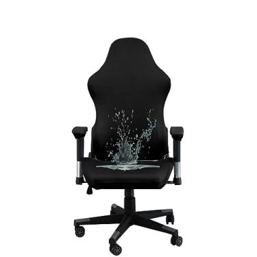 Imagem de Capas ergonômicas para cadeira de escritório com apoio de braço, capas elásticas repelentes de água para adultos, videogame, jogos de corrida reclináveis (sem cadeira) (preto)
