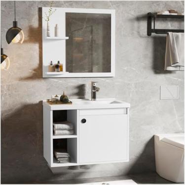 Imagem de CONJUNTO GABINETE COM ESPELHEIRA E CUBA PARA BANHEIRO 60CM ADONIS BRANCO - Loja Inova BR