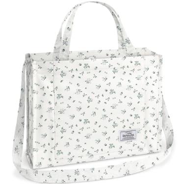 Imagem de Bolsa feminina de veludo cotelê pequena, bolsa tiracolo estética - escola, trabalho, viagem, compras, Flor cinza média-pequena, Medium