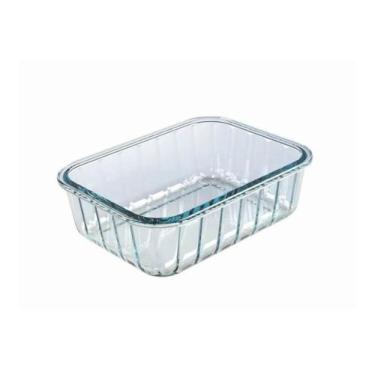 Imagem de Pote Oceane Canelado Retangular com Tampa em Vidro 1L - Vitazza