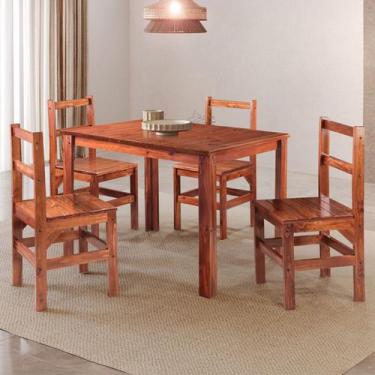 Imagem de Mesa de Jantar 4 Lugares Paris Madeira Maciça Mogano - Lanes, Rústico,