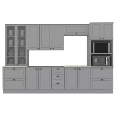 Imagem de Cozinha Modulada 7 Pecas 343 cm CE172 Americana Cinza Calcare Henn