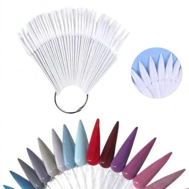 Imagem de kit 50 Mostruário expositor Esmaltes Unhas Stiletto leitosa - K&S