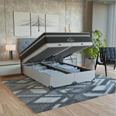 Imagem de Cama Box Baú Casal Bipartido + Colchão Paris Molas Preto - eShop casa