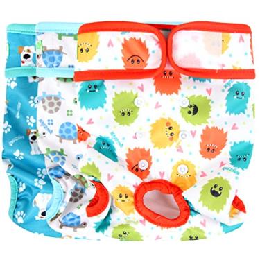 Imagem de Fraldas de Cachorro Reutilizáveis Laváveis de Luxo da Wegreeco (Estampa Estilosa) - Fraldas de Cachorro Femininas Duráveis, Fraldas de Cães, Pacote com 3 (Inspirador, Médio)