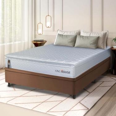 Imagem de Conjunto Box Baú Marrom Luanda Branco Espuma D28 Casal 138x188x69 - King House