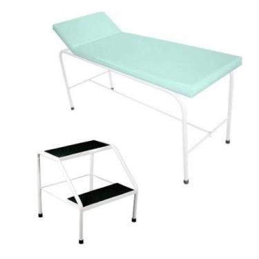 Imagem de Maca De Exame Avaliação Médica E Estética + Escada 2 Degraus - BR Ciru