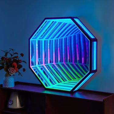 Imagem de Espelhos De Túnel Com Lâmpada Infinita Para Parede, Luz De Arte De Parede Para Colorir Rgb, Lâmpada De Mesa De Jogo Única Para Decoração De Sala Sensorial De Jogos De Garagem, A, 50CM