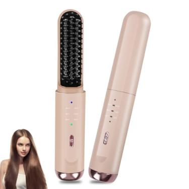 Imagem de Escova Alisadora, Escova Secadora Rotativa, Carregamento Tipo C, Escova Giratória Secadora, Escova Modeladora Portátil Sem Fio, Três Opções de Temperatura, Escova Magic Brush, Escova Modeladora