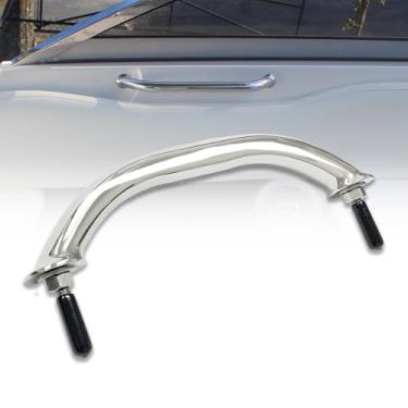 Imagem de TuoP – Alça de aço inoxidável de 22,86 cm com alça para corrimão e ferragens para barcos marinhos multiuso, polido com espelho com parafusos de extremidade dupla, 1 PCS