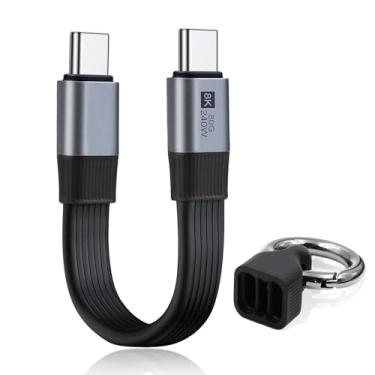 Imagem de Duttek Cabo USB C curto de 15 cm suporta transferência de dados de 80 Gbps, carregamento rápido de energia PD de 240 W, tela de vídeo 8K a 60 Hz, cabo Thunderbolt 5 curto com chip USB 4.0 E-Marker e