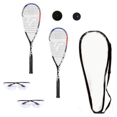 Imagem de Tecnifibre Kit inicial Cross Squash (inclui 2 raquetes, 2 protetores oculares, 2 bolas, bolas e cobertura)