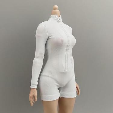 Imagem de ATSTORYTIDE 1/6 Ratio of Women's Clothing，Sexy high Neck Jumpsuit, Jumpsuit Shorts (White)