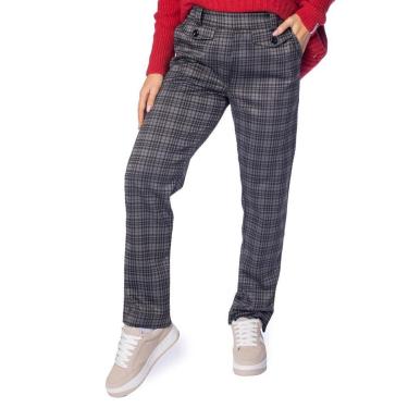 Imagem de Calça Feminina Biamar Reta Xadrez Preto/Cinza-Feminino