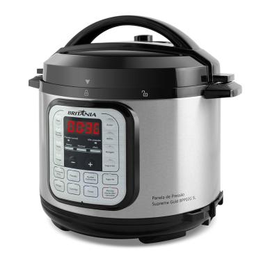 Imagem de Panela de Pressão Elétrica Britânia 5 Litros BPP02G Prata com Preto 220V