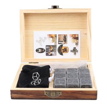 Imagem de Aramox Pedras de Uísque, de Gelo de Granito Com Pinças de Armazenamento, Embalagens de Madeira Requintada, Relaxar Sem Diluição,