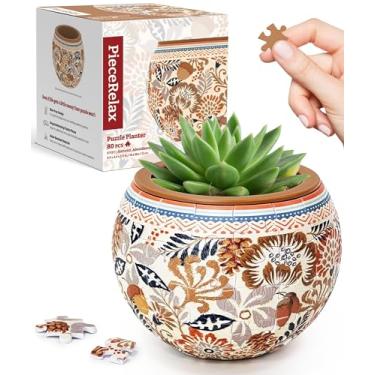 Imagem de PieceRelax Vaso de quebra-cabeça 3D 80 peças - Abundância de outono, vasos de flores para decoração de casa para cactos internos, vasos de suculentas [K1127]