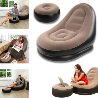 Imagem de Poltrona Inflável Ultra Longe Com Pufe Preguiçoso Sofà Portátil Confortàvel Luxo Casa