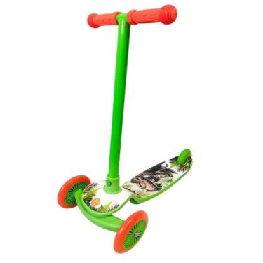 Imagem de Patinete Menino Dinossauro Verde Radical Até 50Kg Ajustável - DM Toys