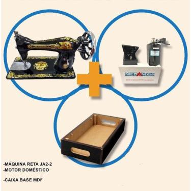 Imagem de Máquina De Costura Reta Doméstica Pretinha+Base+Motor 220V - Comace, 2