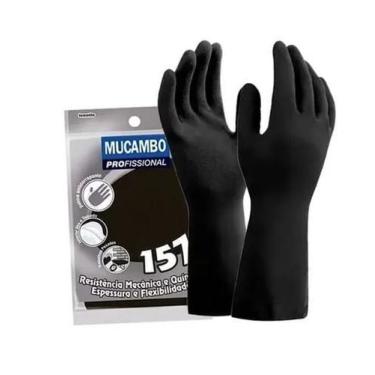 Imagem de Luva Látex MUCAMBO Reforçada Preta, Média